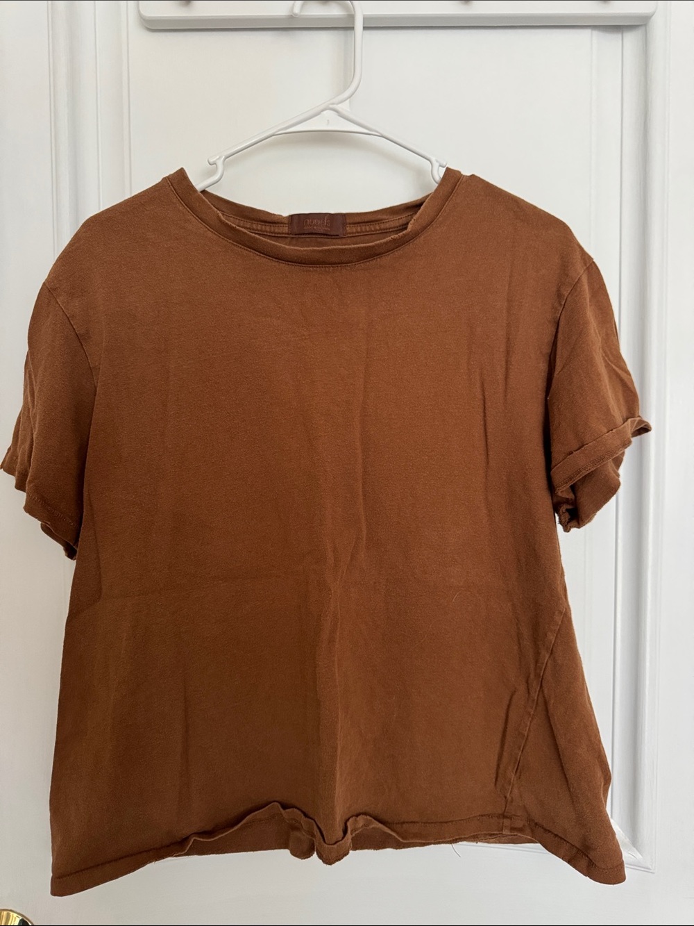 nuuds Short Sleeve Crew Tee in Rust Brown